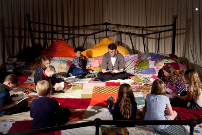 Giant storytelling bed at Imagine Children's Festival