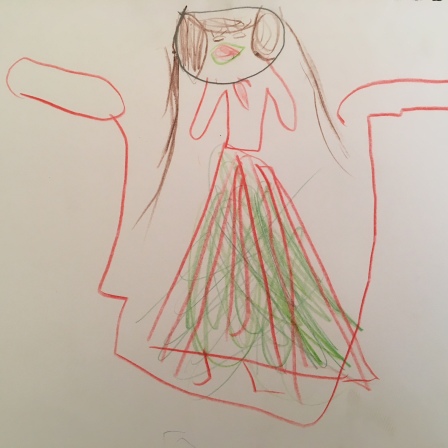 Madame Cézanne in a Red Armchair by Sophia age 4 © Arts Aloud